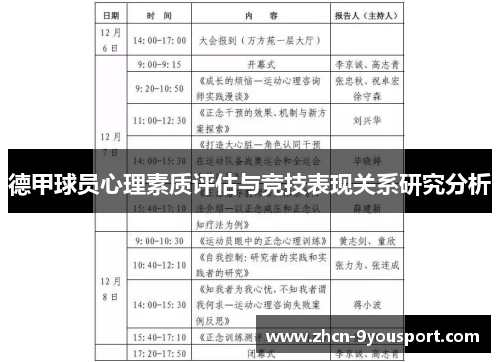 德甲球员心理素质评估与竞技表现关系研究分析
