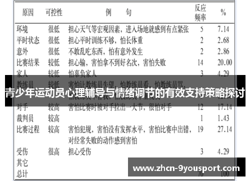 青少年运动员心理辅导与情绪调节的有效支持策略探讨
